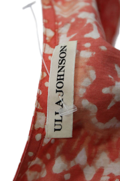 Ulla Johnson Women Bohemian Floral Sleeveless Cotton Blouse Orange Size 10
