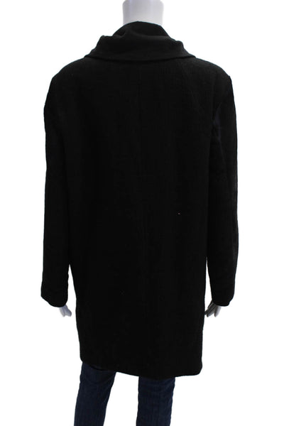 Helmut Lang Women Overcoat Black Mock Neck Snap Closure Long Sleeve Size PP