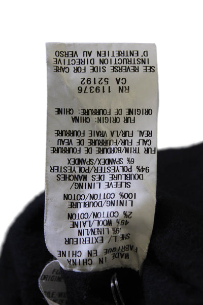 Helmut Lang Women Overcoat Black Mock Neck Snap Closure Long Sleeve Size PP