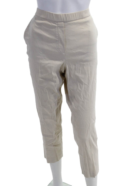 Theory Women Cropped Ankle Dress Pants Beige Linen Blend Size 8