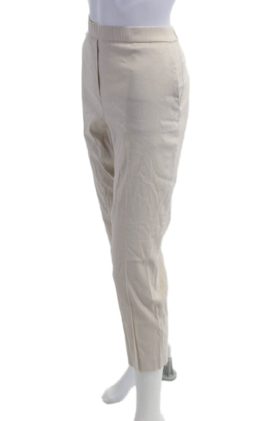 Theory Women Cropped Ankle Dress Pants Beige Linen Blend Size 8