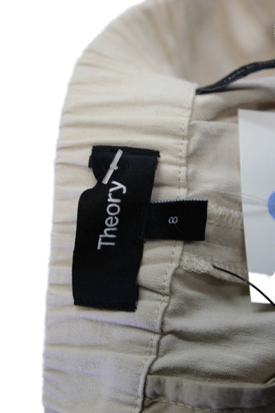 Theory Women Cropped Ankle Dress Pants Beige Linen Blend Size 8