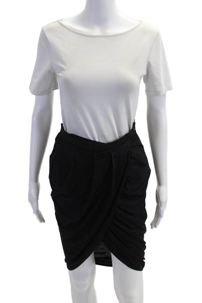 Alexander Wang Women Tulip Wrap Short Skirt Black Silk Blend Size 4