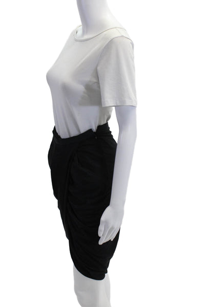 Alexander Wang Women Tulip Wrap Short Skirt Black Silk Blend Size 4