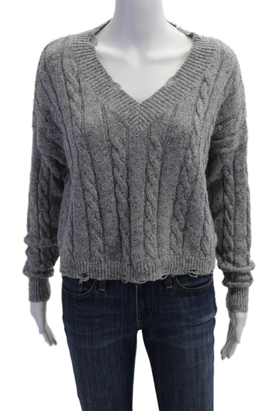 Autumn Cashmere Women Gray V-Neck Pullover Sweater Size S