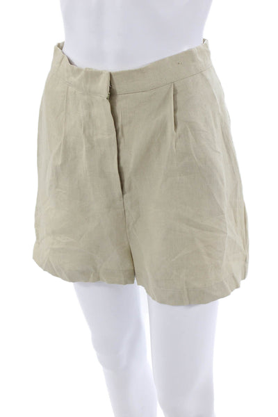 Designer Unisex Beige Chino Shorts 100% Linen Size S
