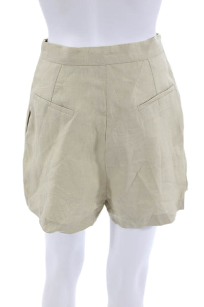 Designer Unisex Beige Chino Shorts 100% Linen Size S
