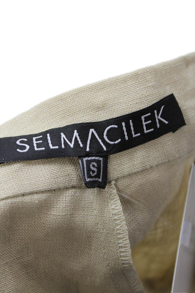 Designer Unisex Beige Chino Shorts 100% Linen Size S