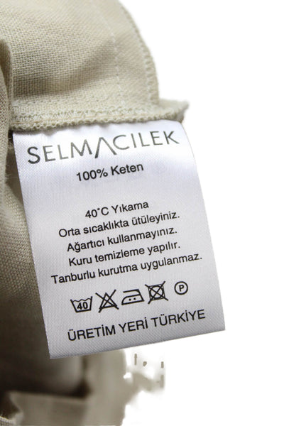 Designer Unisex Beige Chino Shorts 100% Linen Size S