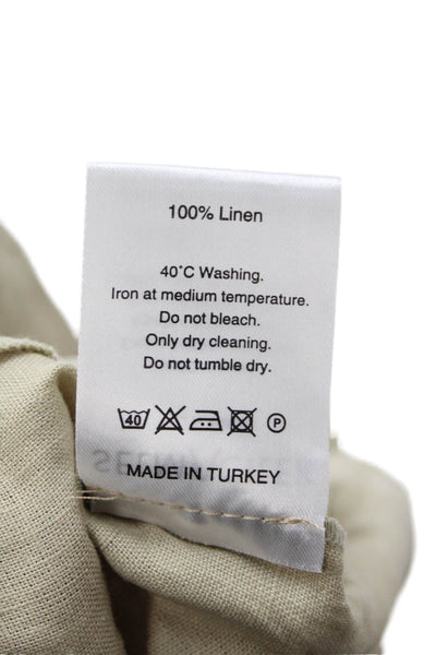 Designer Unisex Beige Chino Shorts 100% Linen Size S