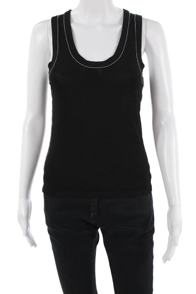 Zara Women Basic Sleeveless Tank Black Viscose-Polyamide Round Neck Size S