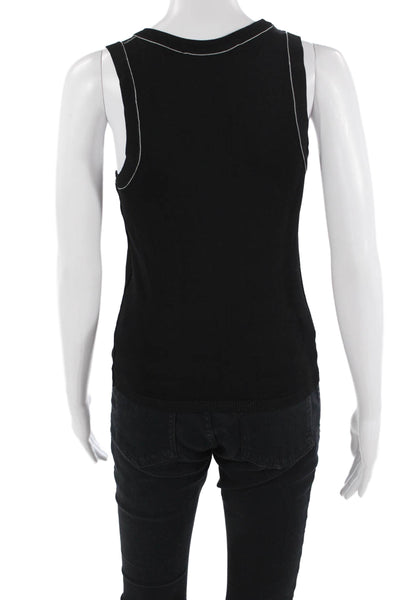 Zara Women Basic Sleeveless Tank Black Viscose-Polyamide Round Neck Size S