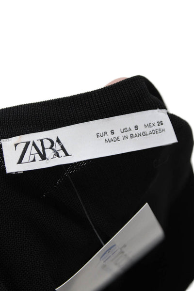 Zara Women Basic Sleeveless Tank Black Viscose-Polyamide Round Neck Size S