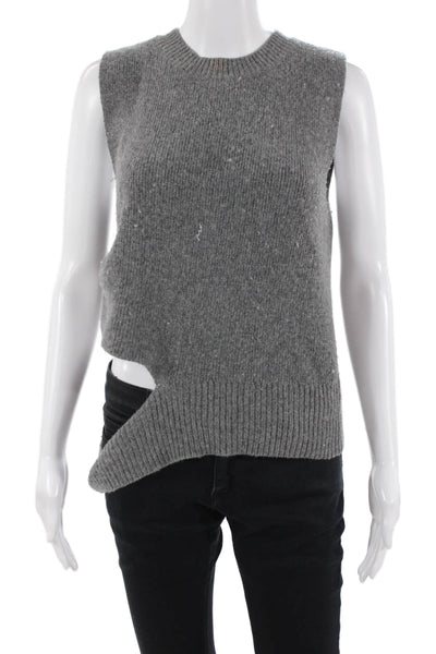 Zara Womens Gray Sleeveless Vest Crew Neck Wool Blend Size M