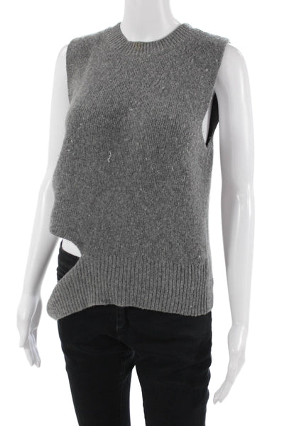 Zara Womens Gray Sleeveless Vest Crew Neck Wool Blend Size M
