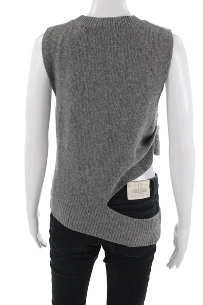 Zara Womens Gray Sleeveless Vest Crew Neck Wool Blend Size M