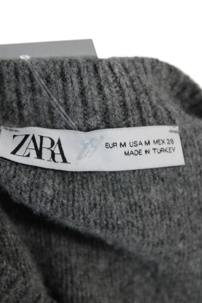 Zara Womens Gray Sleeveless Vest Crew Neck Wool Blend Size M