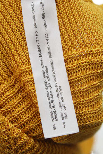 Zara Women Cropped Camisole Yellow Cotton Square Neck Sleeveless Size L