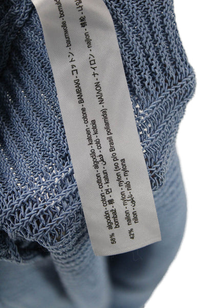 Zara Women Basic Cropped Cotton Nylon Tank Sleeveless Square Neck Blue Size L