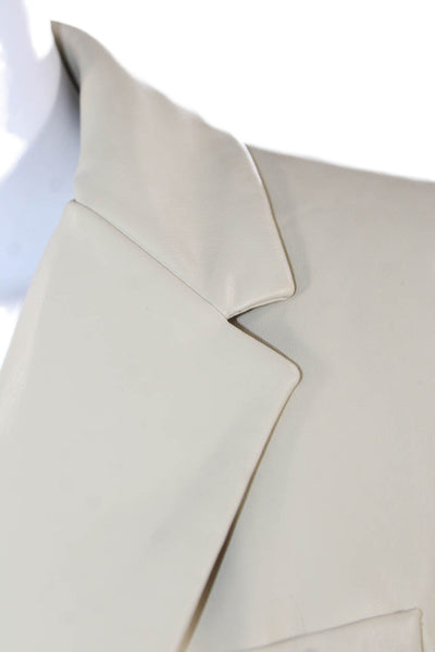 Zara Womens Notched Collared Long Sleeve Buttoned Blazer Beige Size S