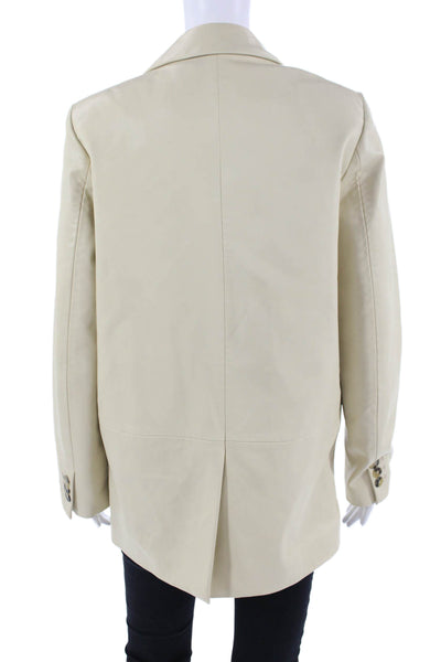 Zara Womens Notched Collared Long Sleeve Buttoned Blazer Beige Size S