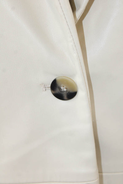 Zara Womens Notched Collared Long Sleeve Buttoned Blazer Beige Size S