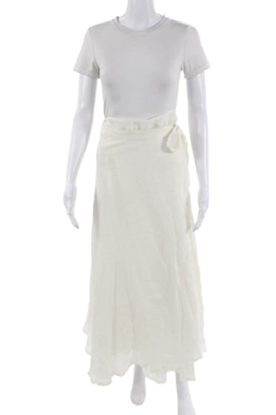 Vitamin A Women Maxi Wrap Linen Skirt White Size M