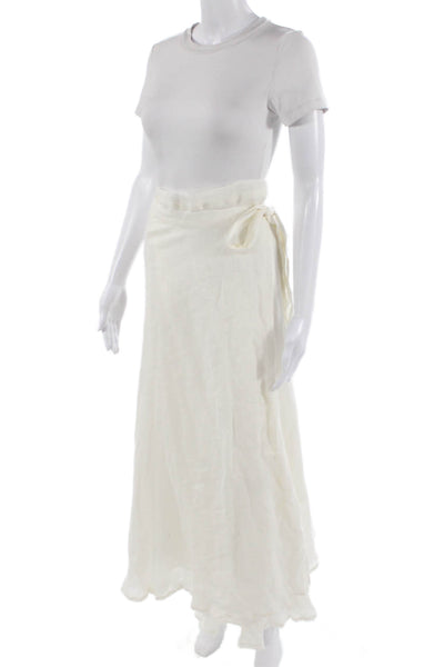 Vitamin A Women Maxi Wrap Linen Skirt White Size M