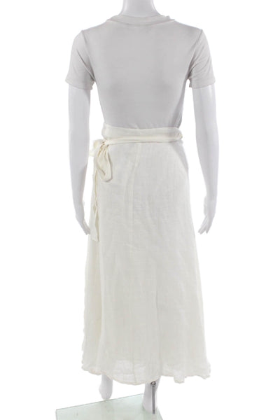 Vitamin A Women Maxi Wrap Linen Skirt White Size M