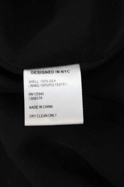 Intermix Women Black Silk Geometric Round Neck Long Sleeve Blouse Size PP