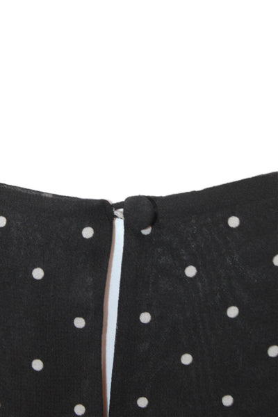 Intermix Women 100% Silk Polka Dot Blouse Black Round Neck Long Sleeve Size S