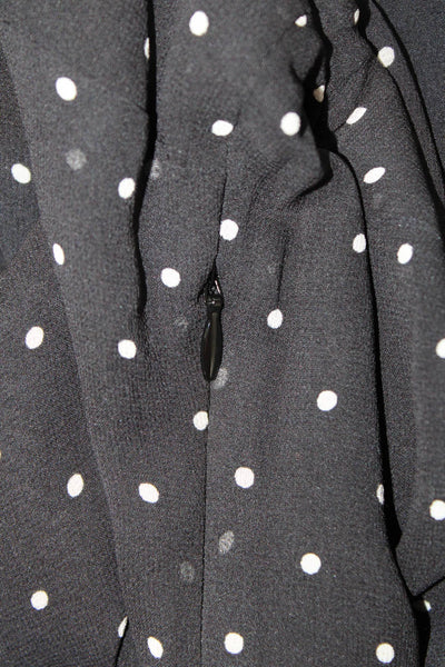 Intermix Women 100% Silk Polka Dot Blouse Black Round Neck Long Sleeve Size S