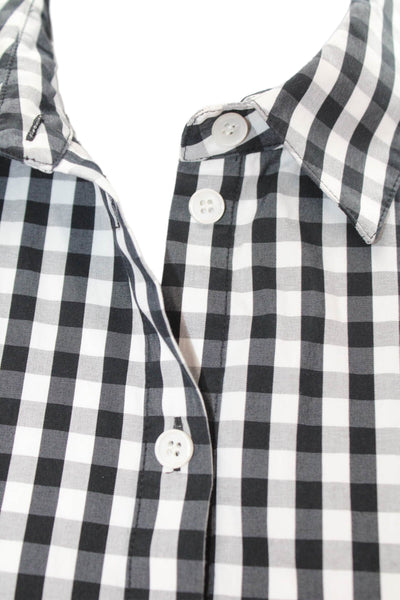 Lafayette 148 New York Womens Black Check Collared Button-Up Blouse Size 8
