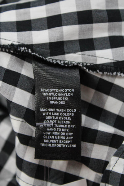 Lafayette 148 New York Womens Black Check Collared Button-Up Blouse Size 8