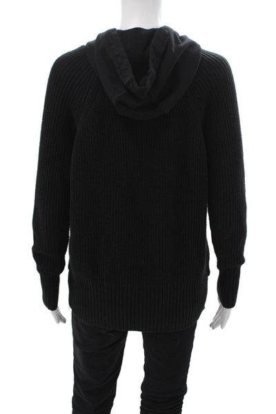 Central Park West Women Full-Zip Hoodies Black Drawstring Long Sleeve Size XS