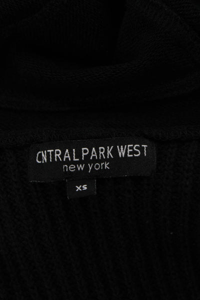 Central Park West Women Full-Zip Hoodies Black Drawstring Long Sleeve Size XS