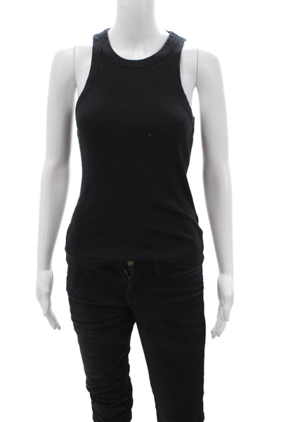 Standard James Perse Women Black Cotton Sleeveless Basic Tank Crew Neck Size 1