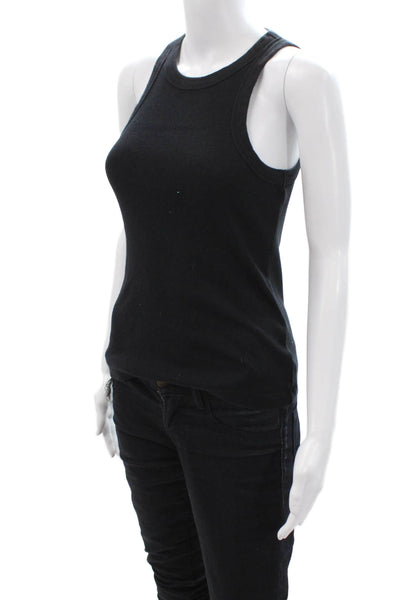 Standard James Perse Women Black Cotton Sleeveless Basic Tank Crew Neck Size 1