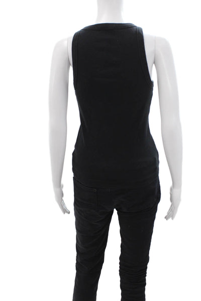 Standard James Perse Women Black Cotton Sleeveless Basic Tank Crew Neck Size 1
