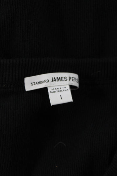 Standard James Perse Women Black Cotton Sleeveless Basic Tank Crew Neck Size 1
