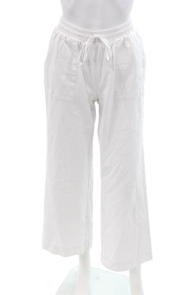 Super Down Womens Cropped Sweatpants White Drawstring 100% Cotton Size 2XS