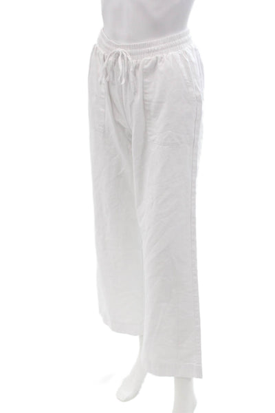 Super Down Womens Cropped Sweatpants White Drawstring 100% Cotton Size 2XS