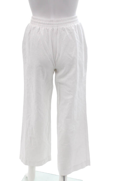 Super Down Womens Cropped Sweatpants White Drawstring 100% Cotton Size 2XS