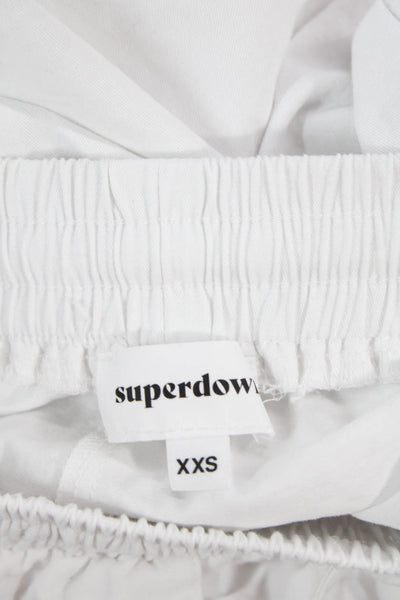 Super Down Womens Cropped Sweatpants White Drawstring 100% Cotton Size 2XS