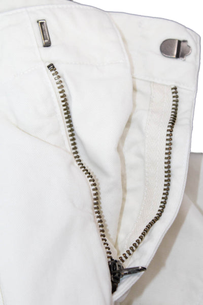 Nili Lotan Women Cropped Ankle Pants White Button Size 00