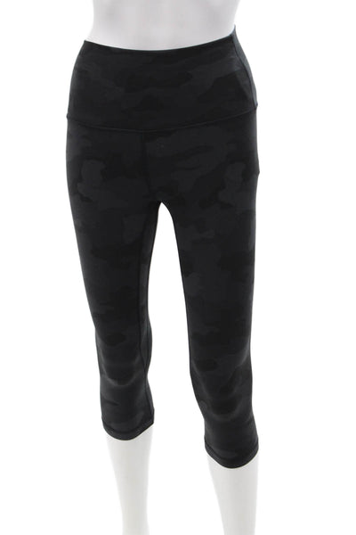 Lululemon Women Black Camouflage Capri Cropped Leggings Size 2