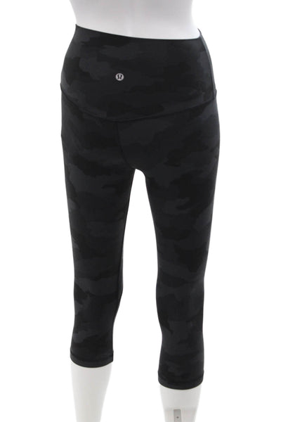 Lululemon Women Black Camouflage Capri Cropped Leggings Size 2