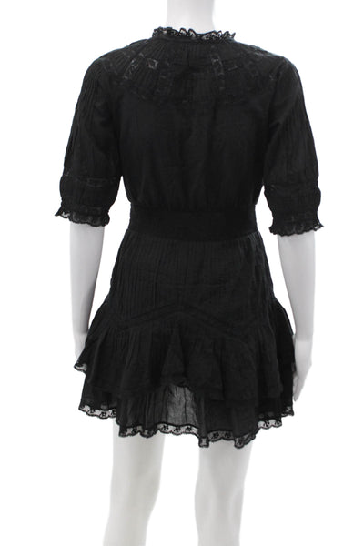 Love Shack Fancy, Women, Fit & Flare V-Neck Black Dress 3/4 Sleeve Size XS