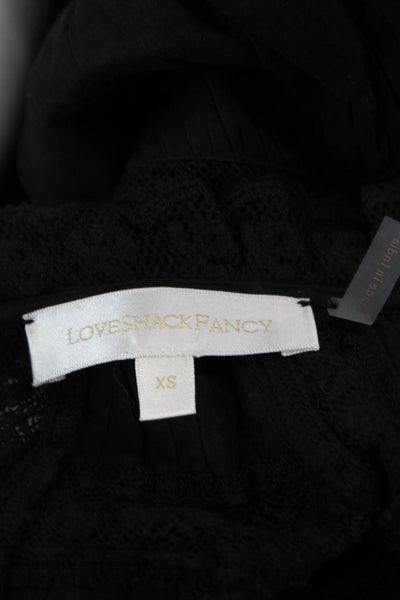 Love Shack Fancy, Women, Fit & Flare V-Neck Black Dress 3/4 Sleeve Size XS
