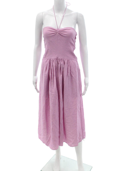 Vince Women Sundress Pink Rayon Nylon Sleeveless Drawstring Full-Length Size 2XS